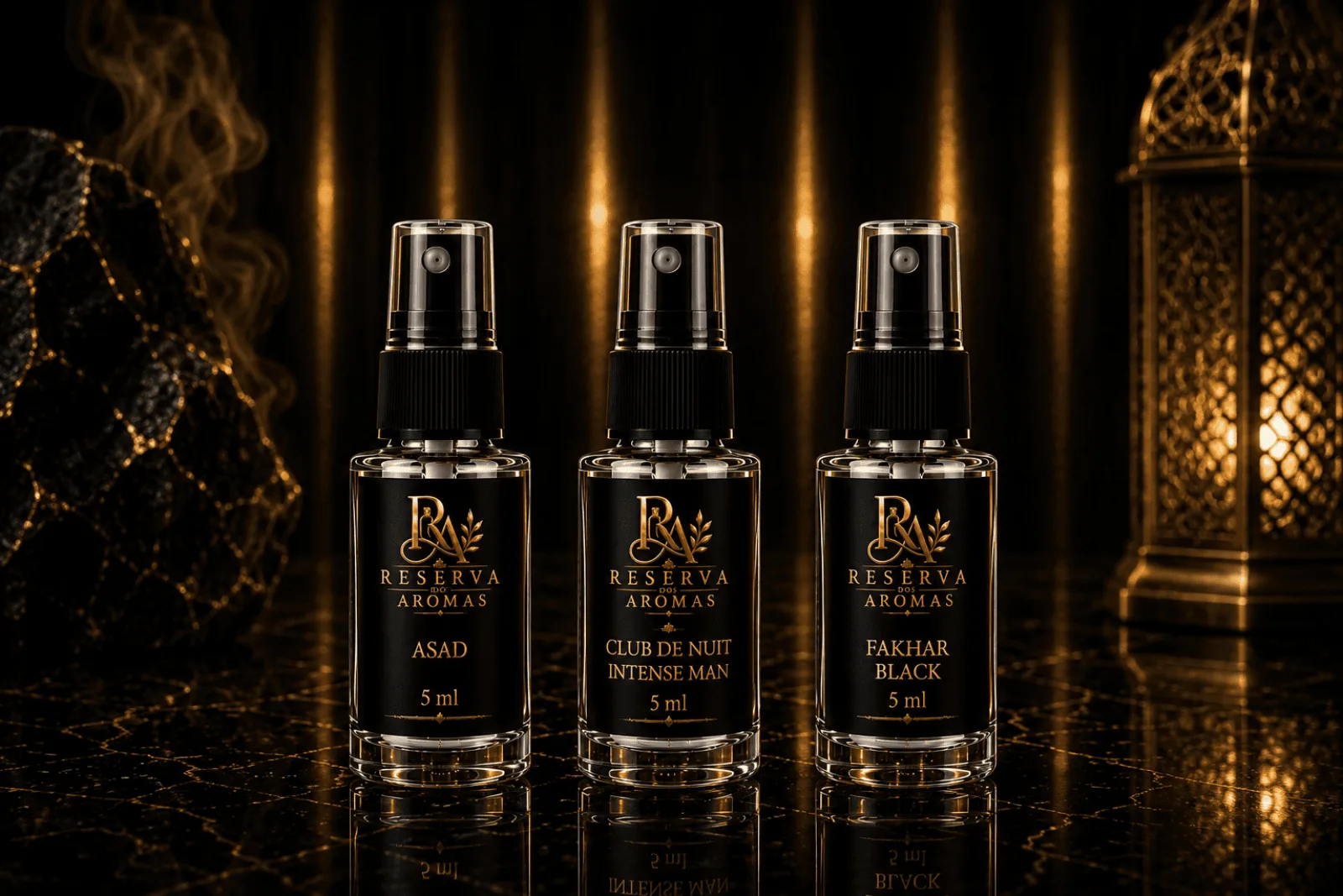 Embalagem premium do kit Reserva dos Aromas com 3 decants 5ml